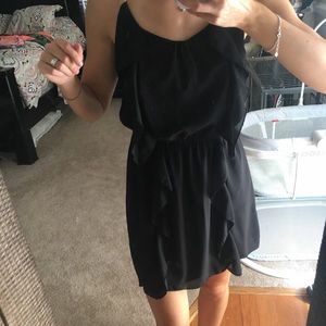 Black with gold strap ruffled dress